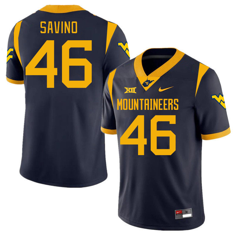 #46 Luke Savino West Virginia Mountaineers College 2024 New Uniforms Football Jerseys Stitched Sale-Navy